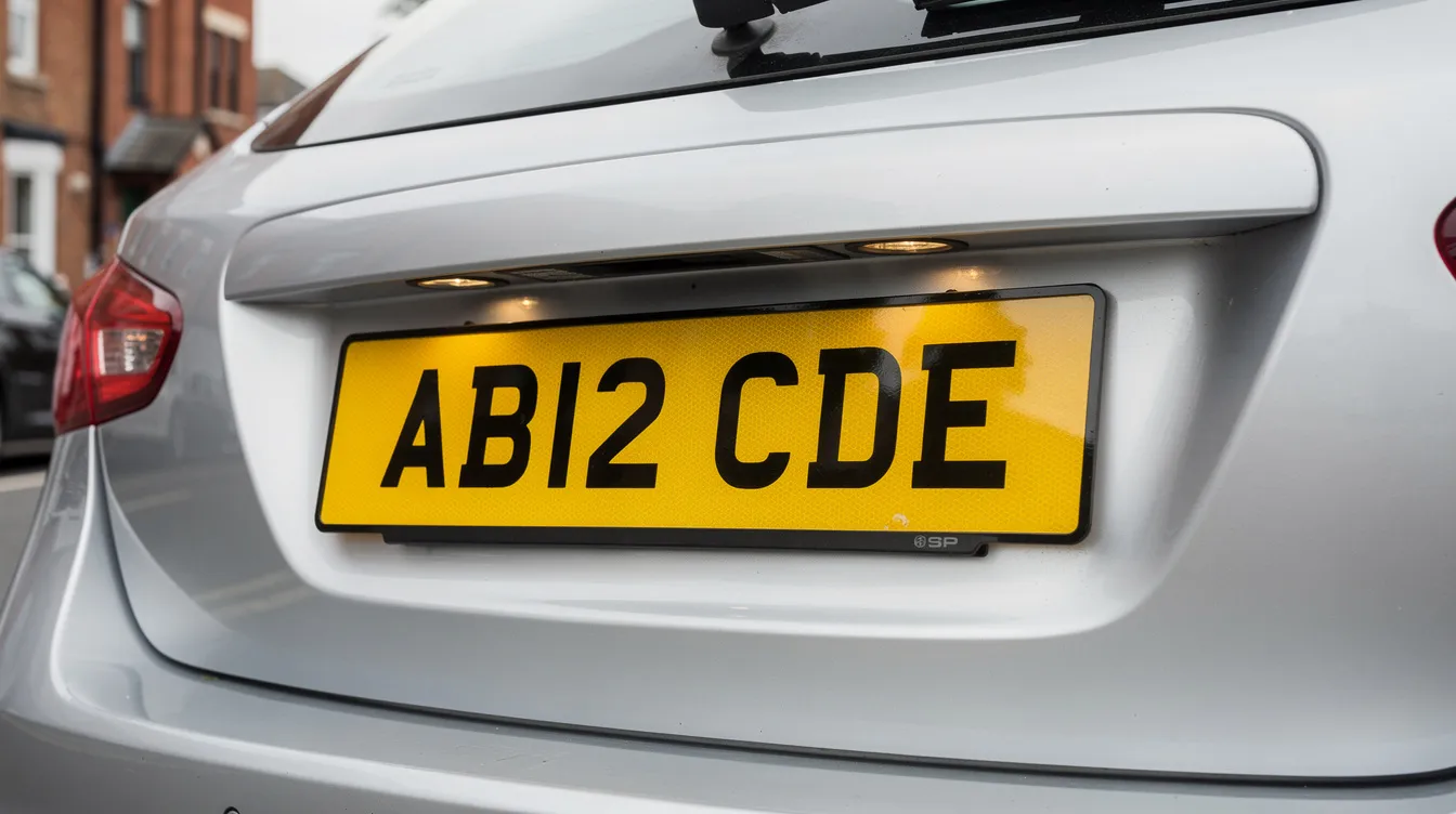 The image features a UK car with a clear and distinct private number plate displayed prominently on the vehicle. This personalised registration plate showcases unique characters, making it easily recognizable and appealing for potential buyers interested in private registration options.